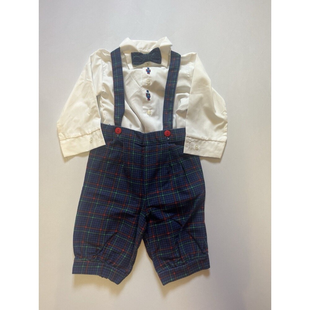 Vintage Great Guy Infant Nutcracker Embroidered Plaid Suspender Outfit USA 18M - Picture 7 of 15